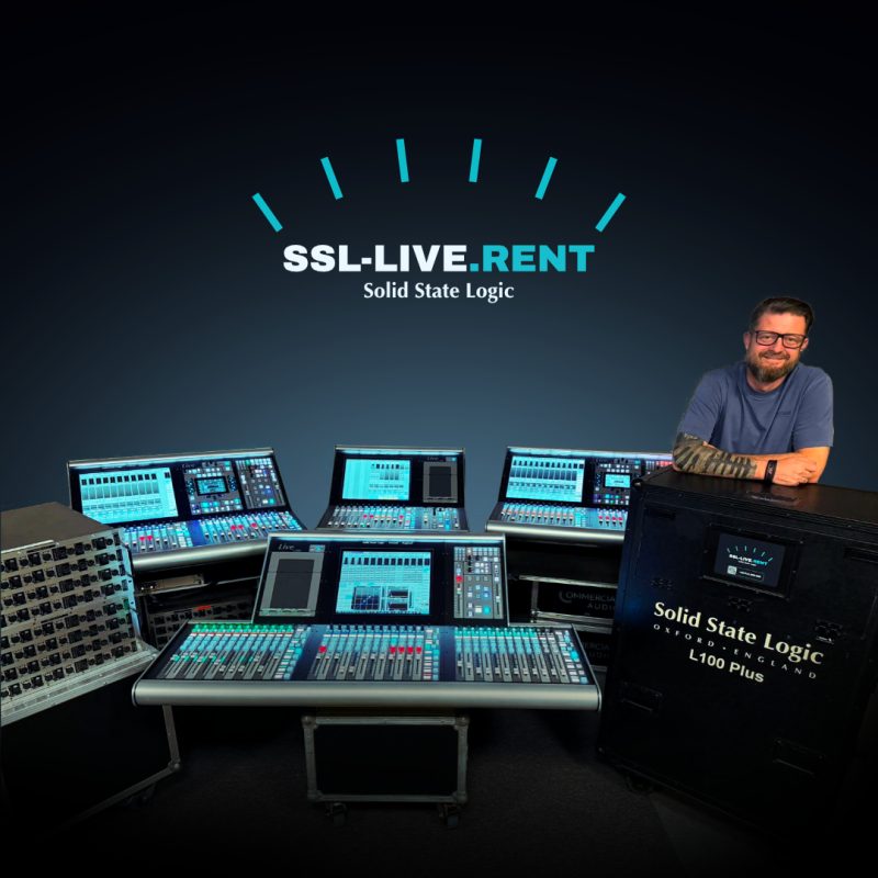 Adam Zawadzki z konsoletami SSL Live
